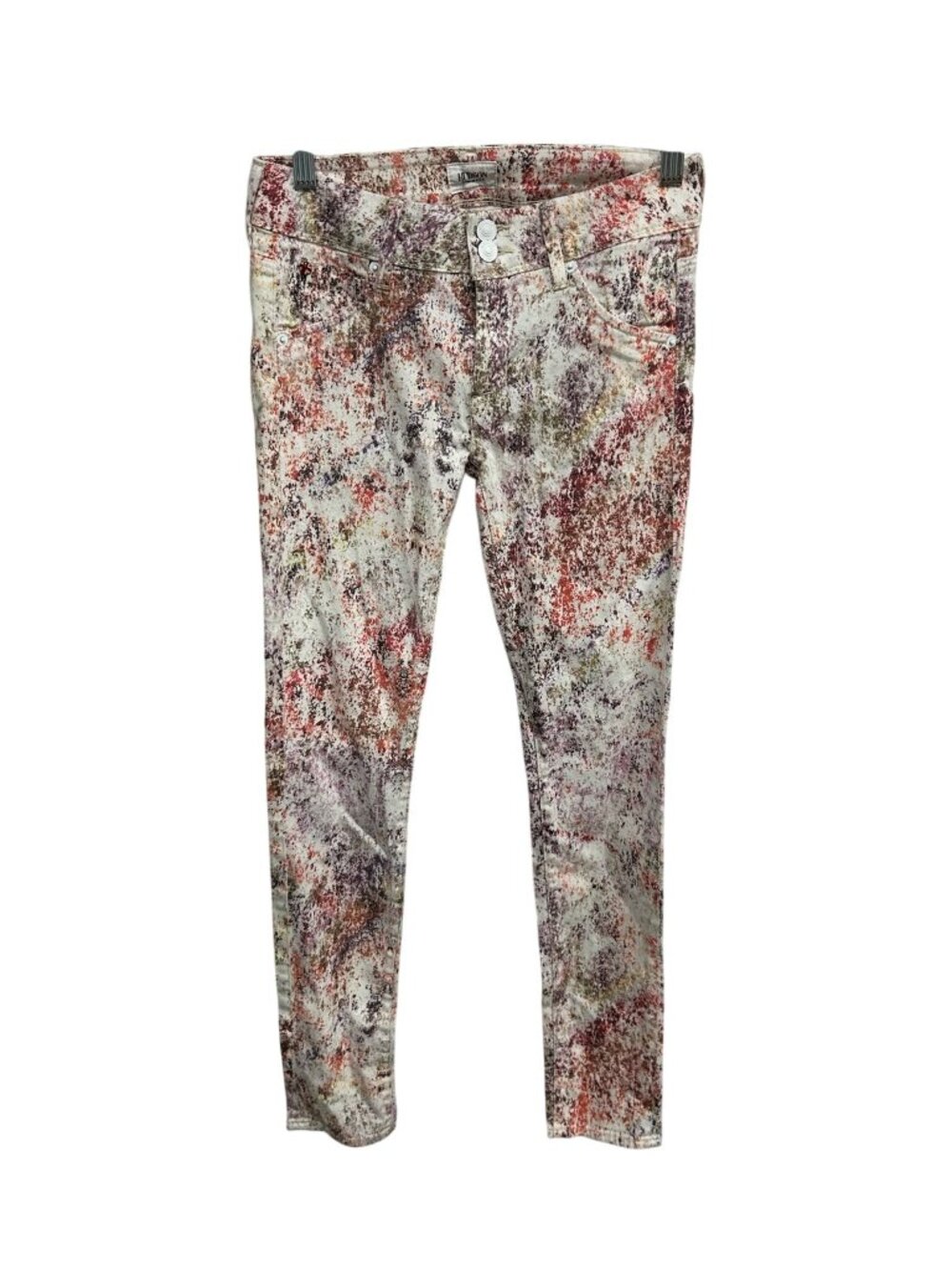 Hudson Collin Mid Rise Skinny Jeans White Multi Sz 26 Paint Splatter Art To Wear